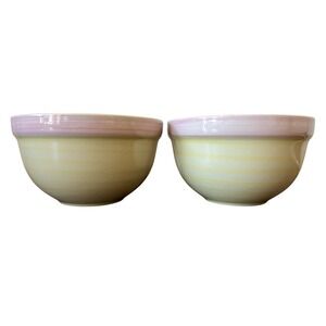 Kitchen‎ Basics Yellow Pink Bowls 3 1/2"X6" Cereal Salad Small Mixing (Set Of 2)